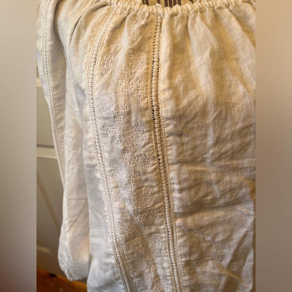J.Jill Love Linen Embroidered Tunic Luxe Suprima Elbow Sleeve Tee(L) Boho Flowy - Picture 6 of 12